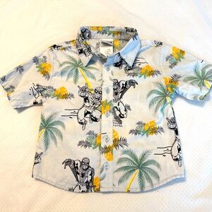 Marvel Spider-Man Tropical Shirt Toddler Size 2T Cotton Lightweight Button Down